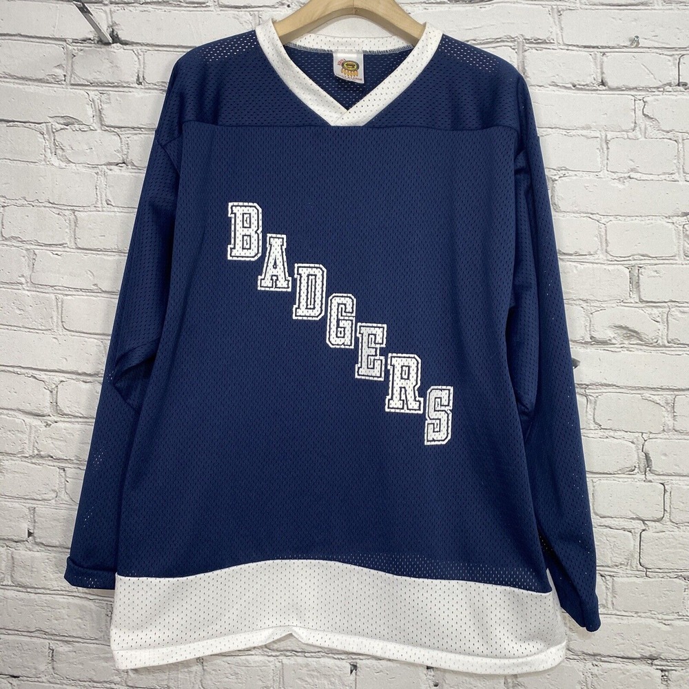 VINTAGE Badgers Hockey Jersey Adult XL Nor-Tex White Earth Chippewa Nation‎ USA